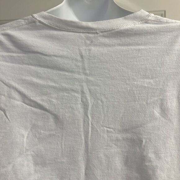 Playboy Bunny Distressed Cut Cropped Cotton Crewneck White T-Shirt- Large - Picture 9 of 10